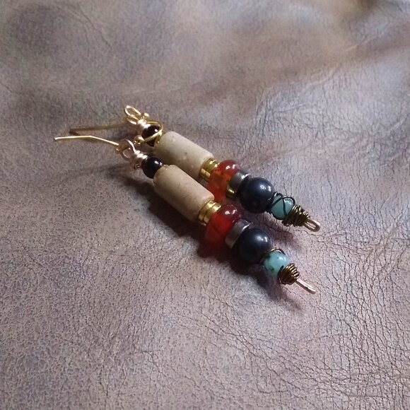 Handmade: Stack Earrings! Beaded Semi-Precious Stones ~ Each Pair is different! - Picture 1 of 8